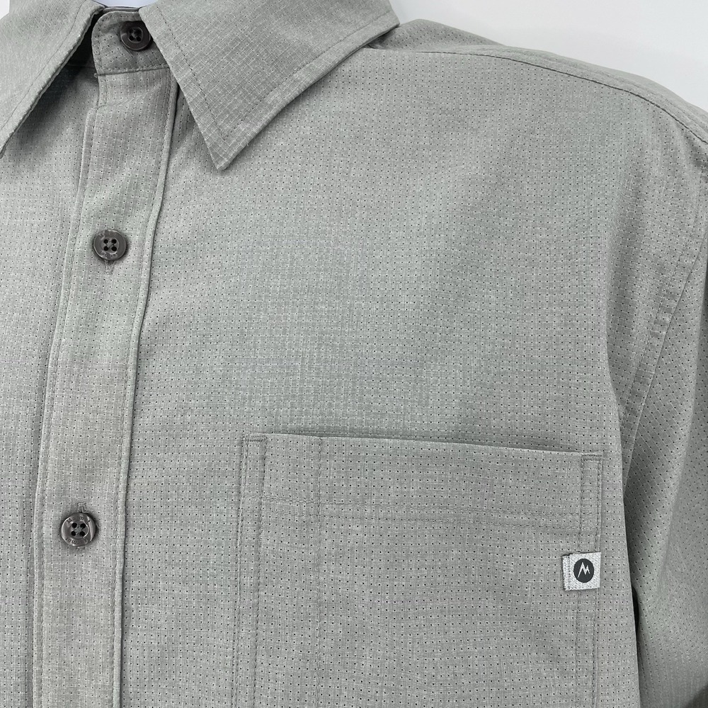 Marmot For Life Mens M Gray Long Sleeve Shirt Grid Micro Vent Hiking Outdoor Tec